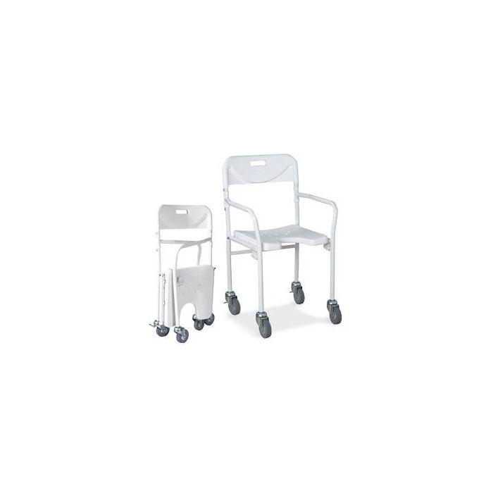 Sedia per doccia pieghevole con schienale e ruote Bend
