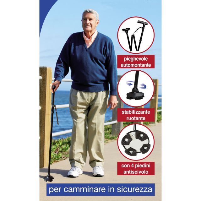 Bastone da passeggio con 4 piedini -  Walking Cane Rekordsan